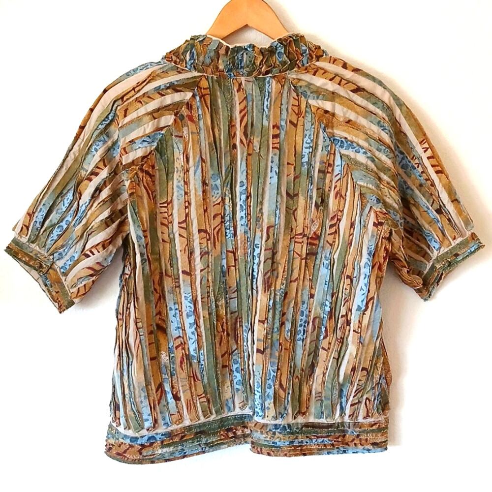 Chico's Women's Short Sleeve Boho Striped Rag Jacket - Picture 3 of 5